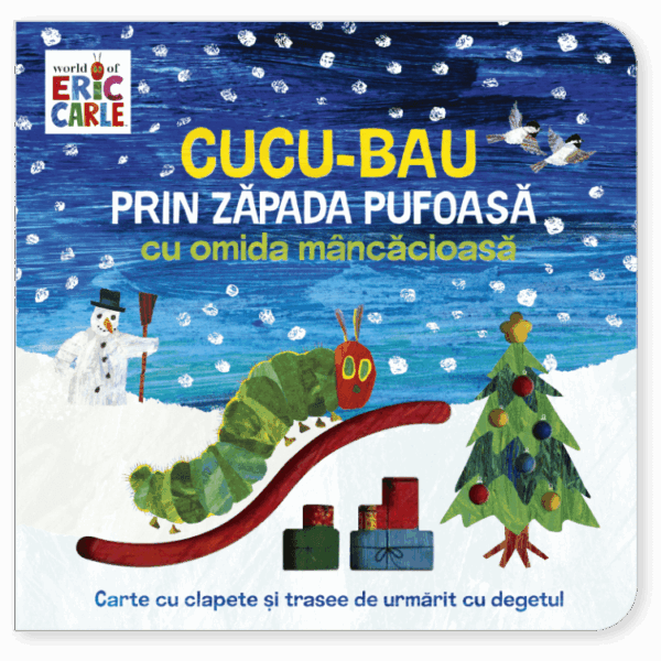 Cucu-bau prin zăpada pufoasă cu omida mâncăcioasă